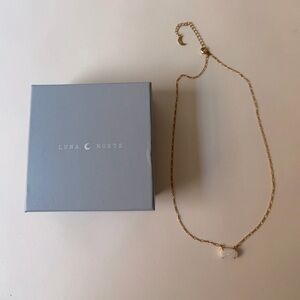 ✨Luna North Dainty Gold Plated Necklace White Pendant Minimalist Chic✨